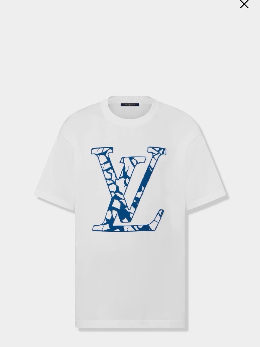 Louis Vuitton White Tee with Blue Cracked LV Monogram (Weared 2times)